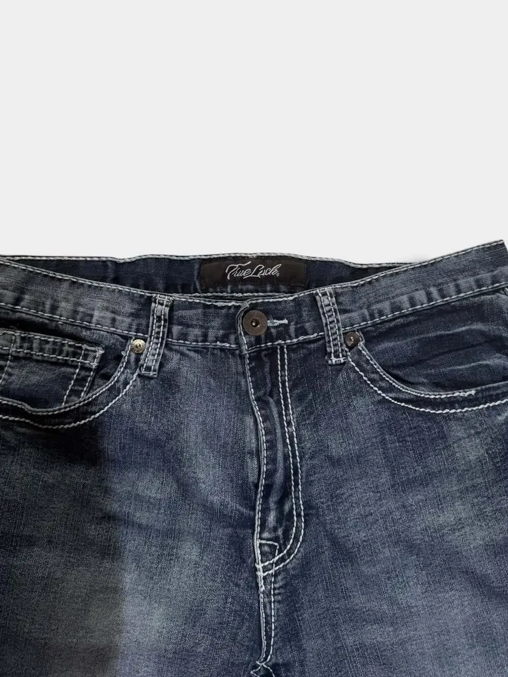 True Luck Dominic Bootcut Stretch Jeans for Men Size 36x32 Blue Wash